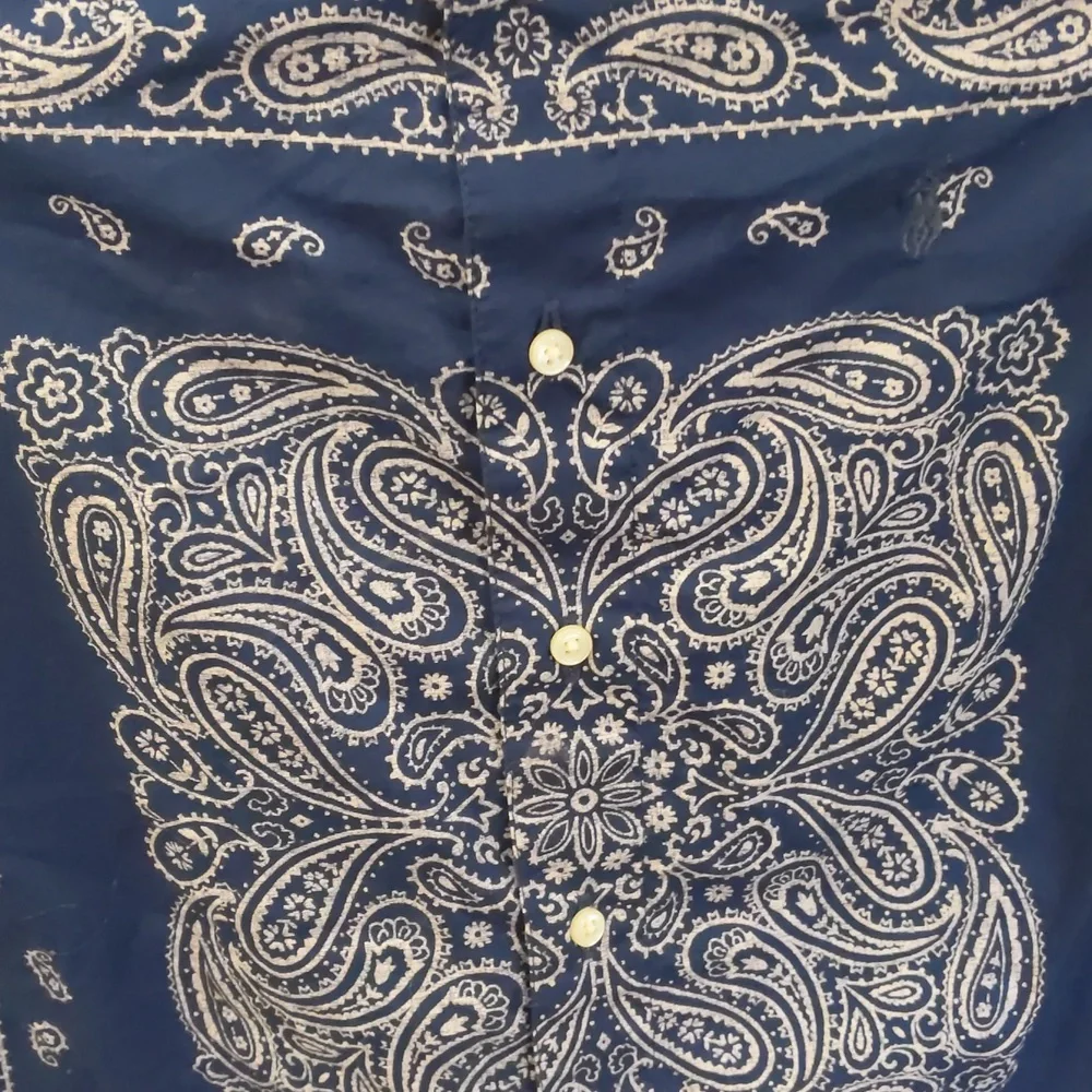 Ralph Lauren Kids 5 Blue Paisley Button Down Shirt Western 100% Cotton